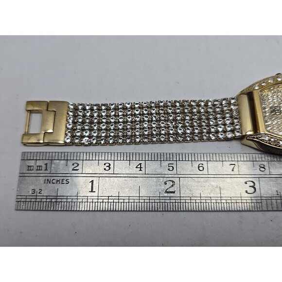 Victoria Wieck Gold Tone Pave Crystal Watch New Battery Womens Quartz Bracelet - Picture 8 of 10